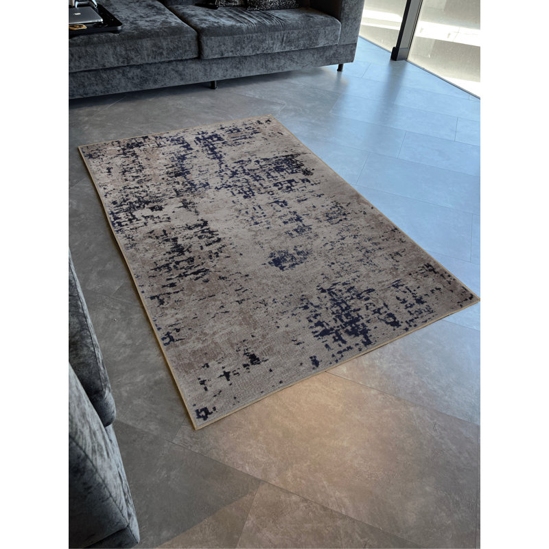 Tapis décoratif moderne à motifs abstraits mixtes beige, Tapis de couloir 3 pi 3,37 po x 9 pi 10,11 po