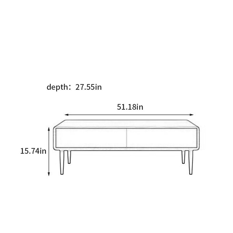 Table basse Nordic, 15.74" H x 51.18" L x 27.55" W