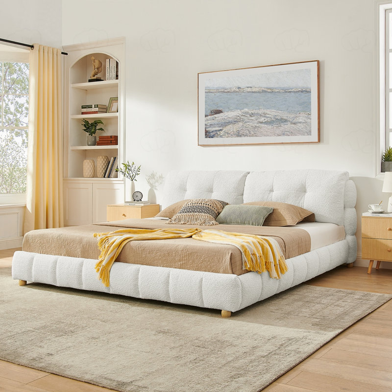 Soft Cloud-Like Upholstered Frame with Solid Wood Legs, King
