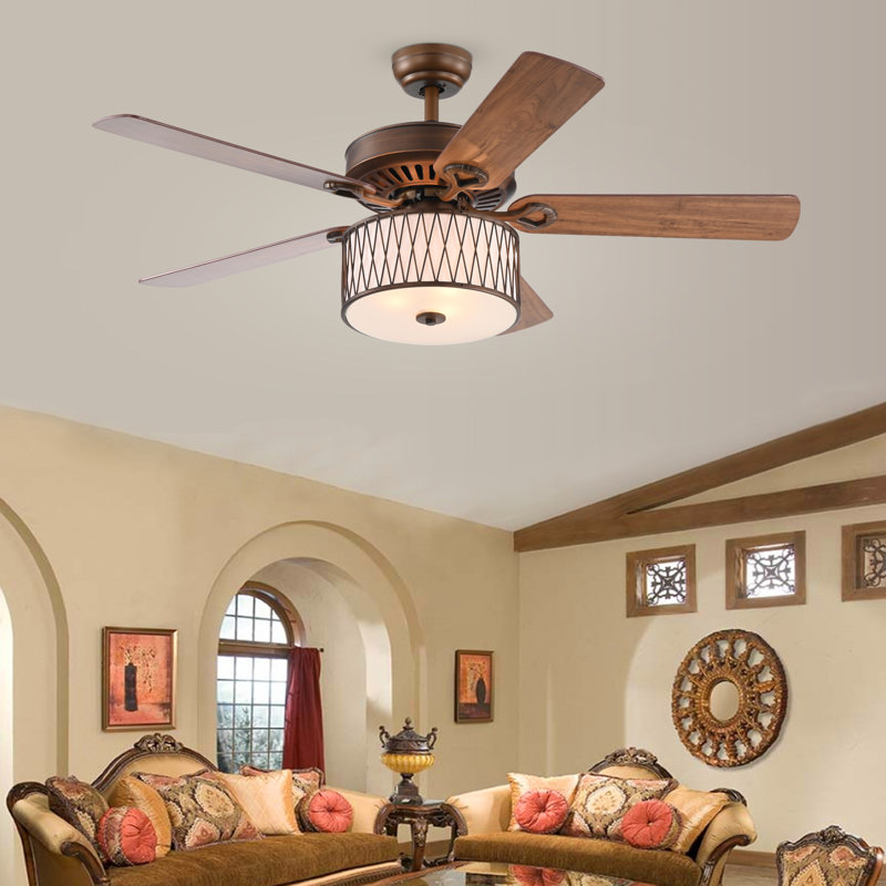 Ventilateur de plafond standard à 5 pales de 52 po avec télécommande et ensemble d’éclairage inclus Ullman