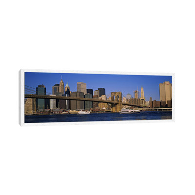 Brooklyn Bridge With Lower Manhattan' Skyline In The Background, New York City, New York, USA by Panoramic Images - Panoramic Gallery-Wrapped Canvas Giclée on Canvas