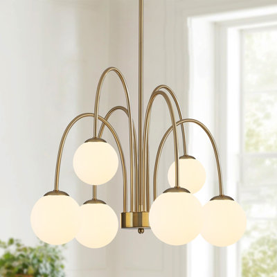 Lustre sphérique spoutnik à 6 lumières à intensité variable moderne en verre