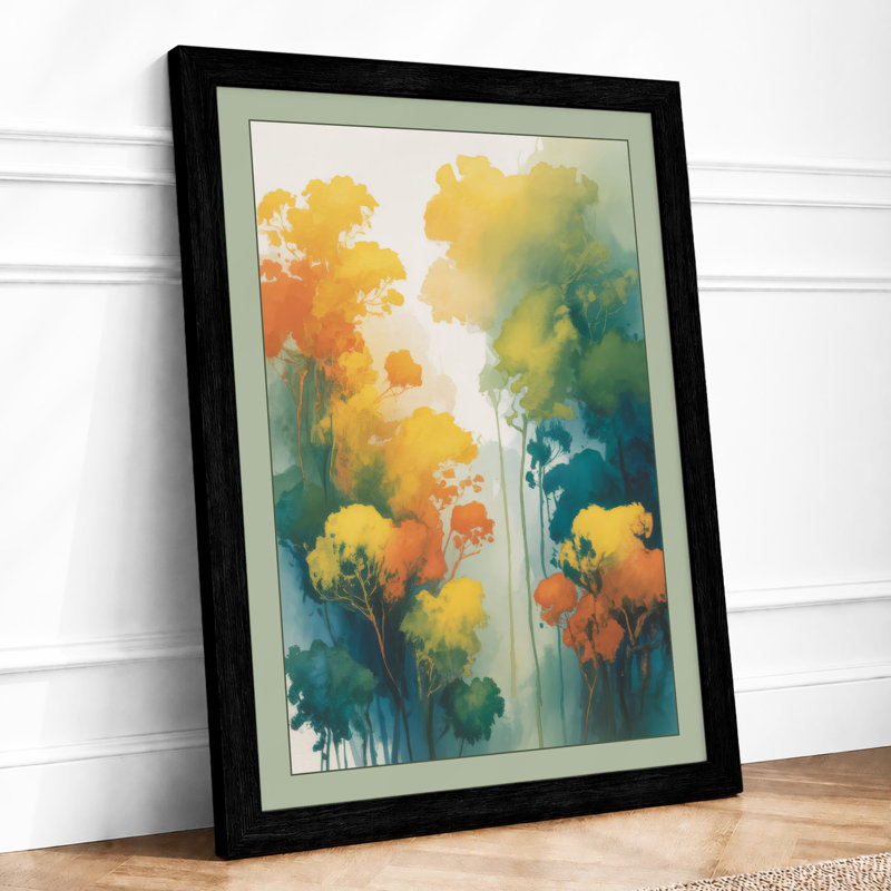 Garden in Golden Light Botanical - Framed Print, A2 - 59.4 x 42.0 cm, Black