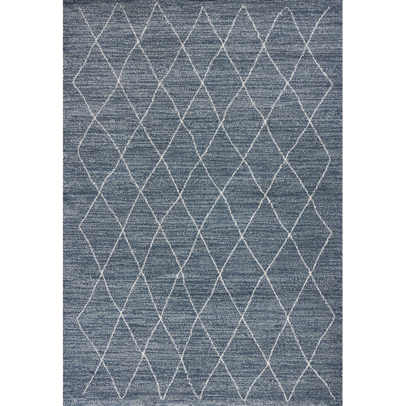 Tapis bleu à motif géométrique Pantaleon, Rectangle 5 pi 3 po x 7 pi 7 po