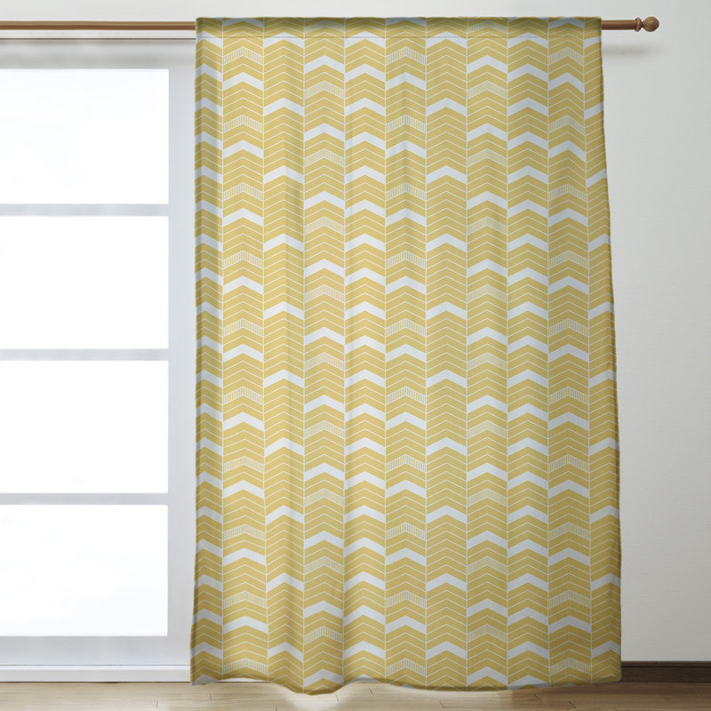 Panneau de rideau simple occultant et isolant avec passe-tringle en ligne à chevrons Stephenie, Jaune / blanc