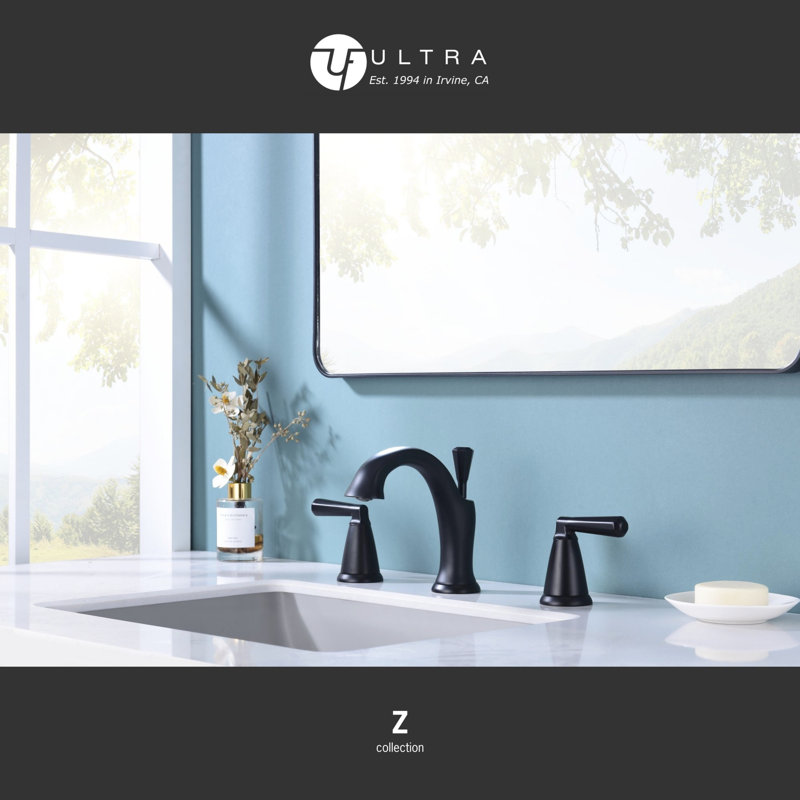 Z Collection Two-Handle 6" to 10" Widespread Lavatory Bathroom Faucet with Drain Assembly - Matte Black, Matte Black
