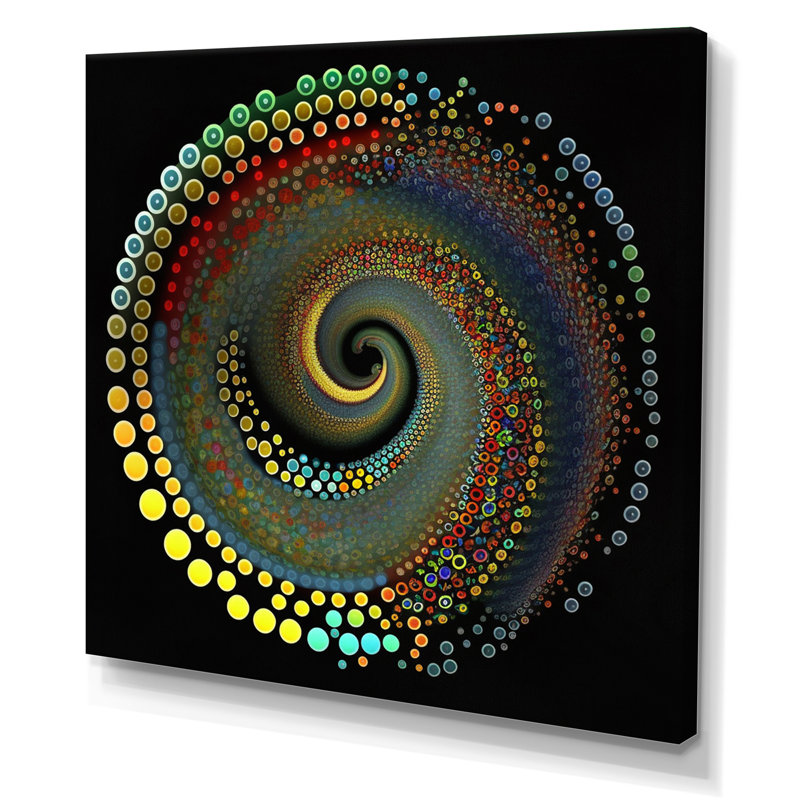 Iridiscdent pointillism spiral sur toile, H 24 po x l 24 po x P 1 po, Toile tendue