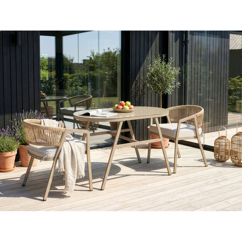 2 - Person Patio Dining Set Oval Table, Beige