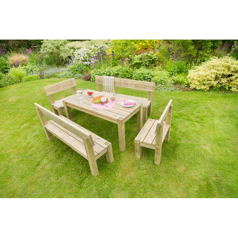 Philippa 8 - Person Wood Patio Dining Set with Rectangular Table