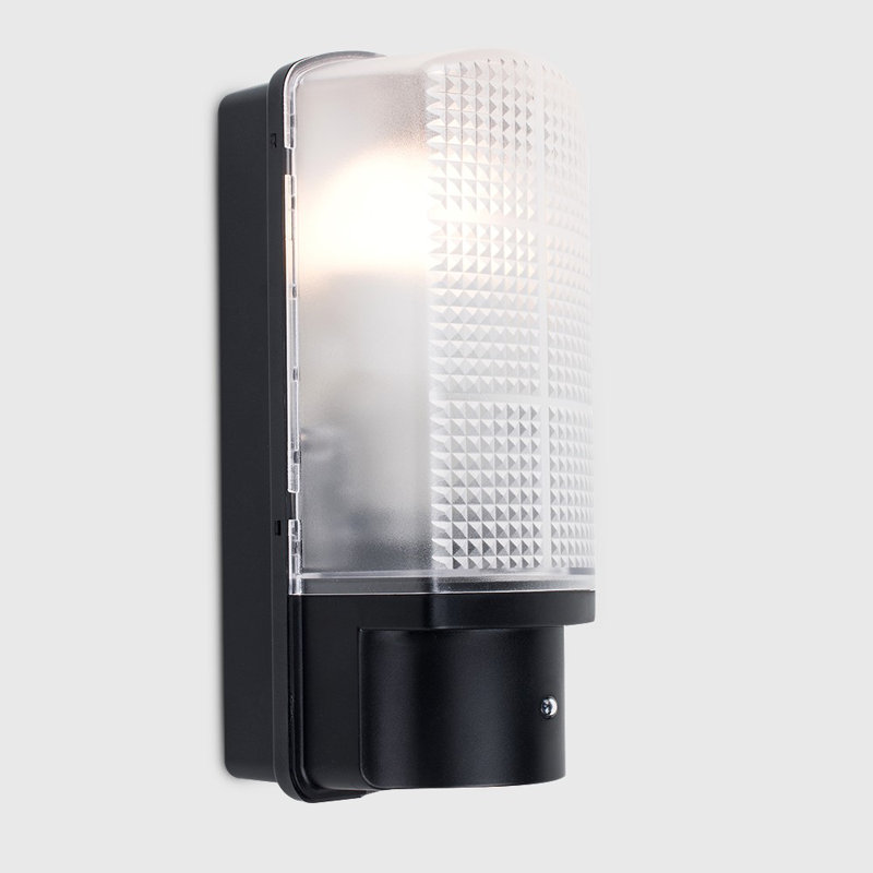 Lightsey Black 28cm H Outdoor Bulkhead Light with Dusk to Dawn, 6500