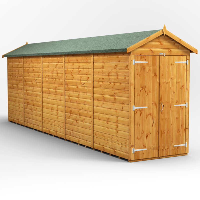 Powersheds 20 x 4ft Timber Tongue & Groove Windowless Garden Shed, Double Doors