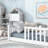 White Rubber Wood Watsons Floor Bed Featuring Fence (Without Door) And Safety Guardrails-1594962278