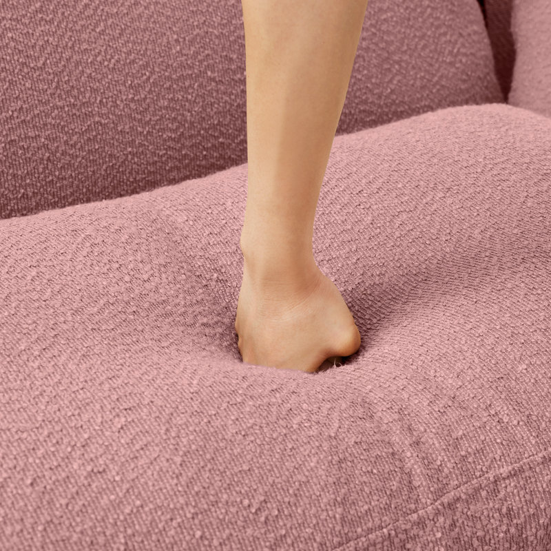 Pink With Modern Boucle Design, Curved , Cylindrical Legs, Foundation, Soft Breathable Fabric, Comfortable Padding And Spring Coil For Family Time Construction, Upholstery, Daily Lounging