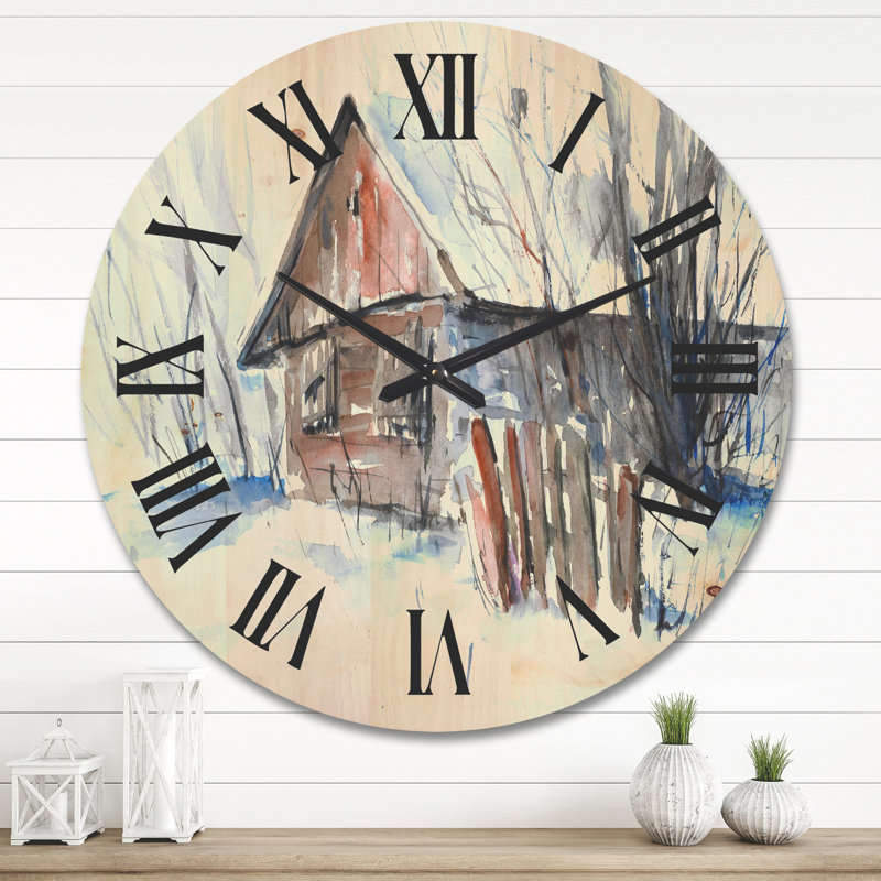 Vieille horloge murale en bois, Très grand