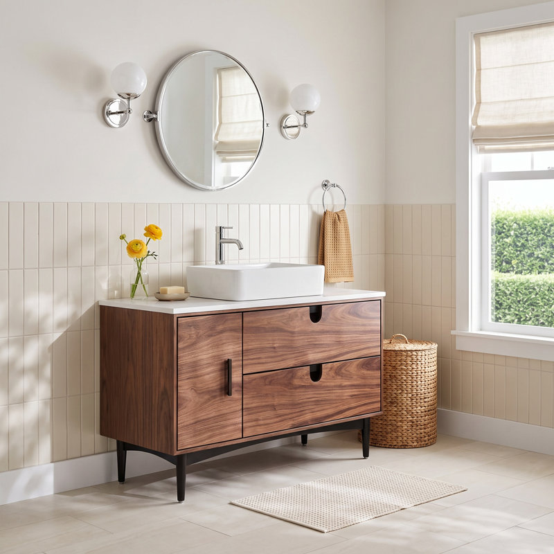 Antonina 47.24" Single Bathroom Vanity Set, Walnut/Black