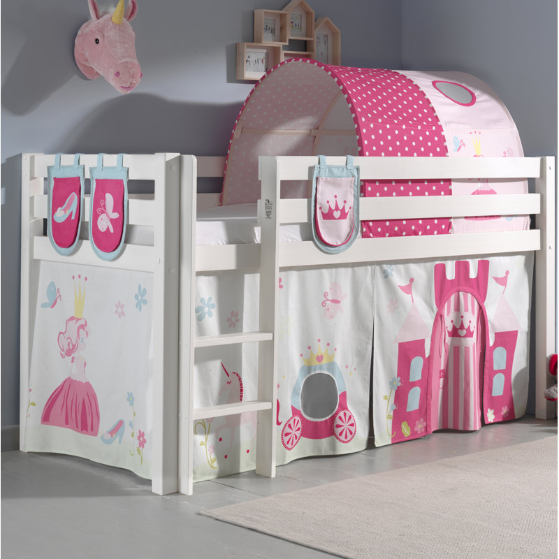 Pino European Single Mid Sleeper Bed, Beige, Premium
