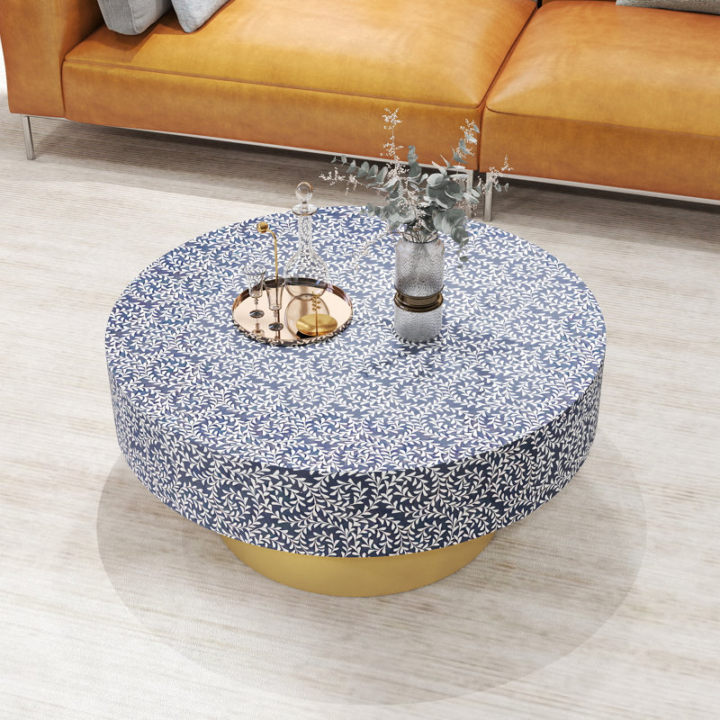 Round Coffee Table With Storage, 2 Drawers, Black