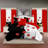 King Size 9-Piece Red Rose Two-Tone Bedding & Curtain Set (King) - Quilted Microfiber Bedspread + Sheer Drapes-117028855