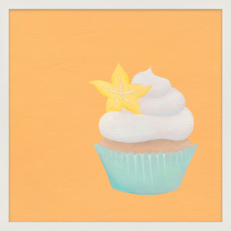 Starfruit Cupcake Painting by Katy Montica, 36" W x 36" H x 1.25" D, White Framed Paper