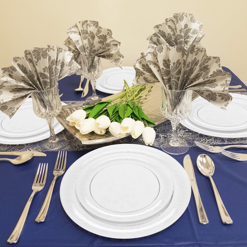 Assiettes à salade rondes jetables en plastique transparent à motif floral (18 cm) - 240 assiettes
