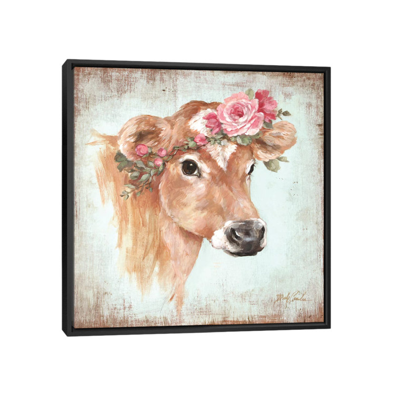 « rosie », reproduction sur toile, H 18 po x l 18 po x P 1,5 po, Toile avec cadre flottant noir, Pas de tapis