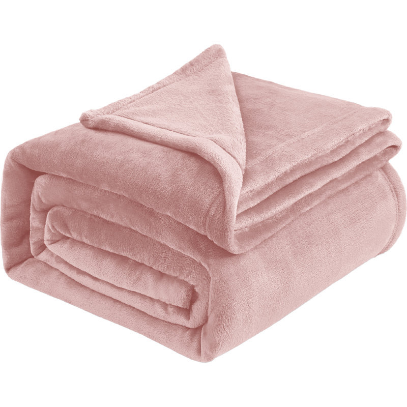 Aspire Homeware Ultra-Soft Hotel Quality Reversible Plain Weave Fleece Throw Blanket, Double (150cm W x 200cm L), Pink