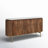 Marty Mango Wood and Marble TV Cabinet with Two Doors and Shelves, Natural