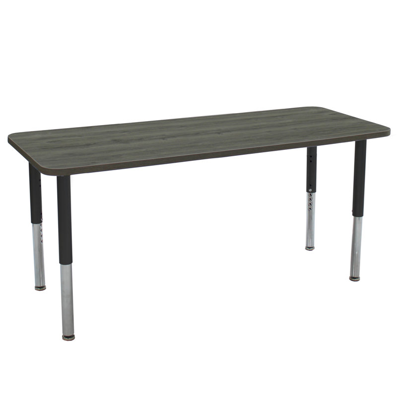 Table d'activité rectangulaire avec pieds réglables La Madera, 24 po x 72 po, Super, Bois gris / noir
