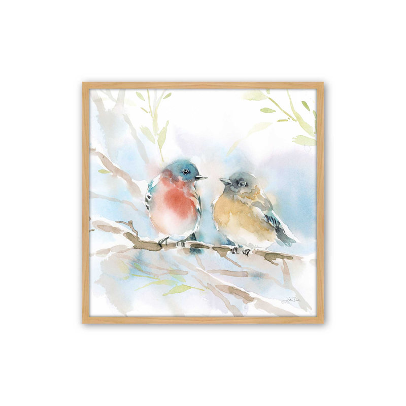 «Bluebird pair in Spring» par Katrina Pete - reproduction d'art sur toile tendue, H 36 po x l 36 po, Érable