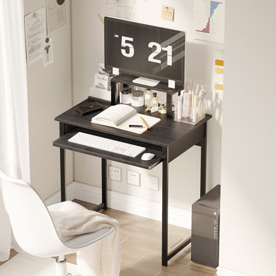 Bureau d'ordinateur 75 cm (29,5 po) pour petits espaces, bureau moderne pour la maison ou le bureau à domicile, support pour écran et plateau pour clavier