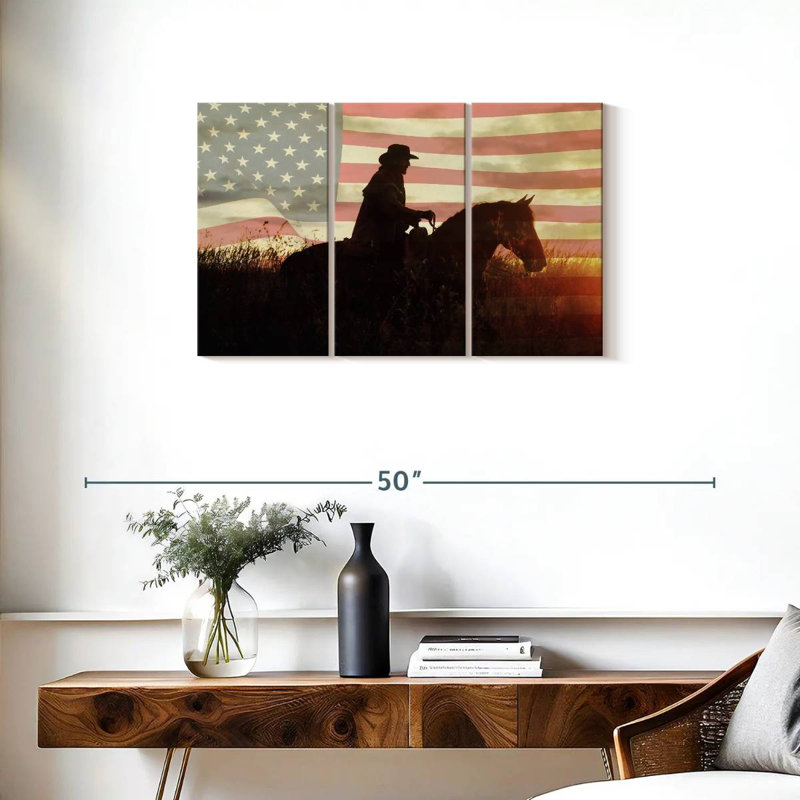 Lelar Cowboy US Flag, 20" H x 33" W