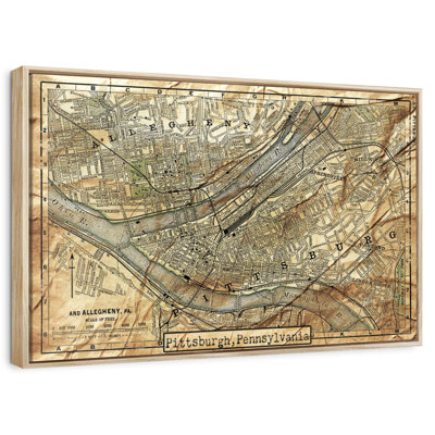 Carte rétro de la ville de Pittsburgh