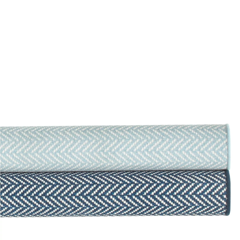 Herringbone Swedish Blue Machine Washable Rug, Rectangle 3' x 5'