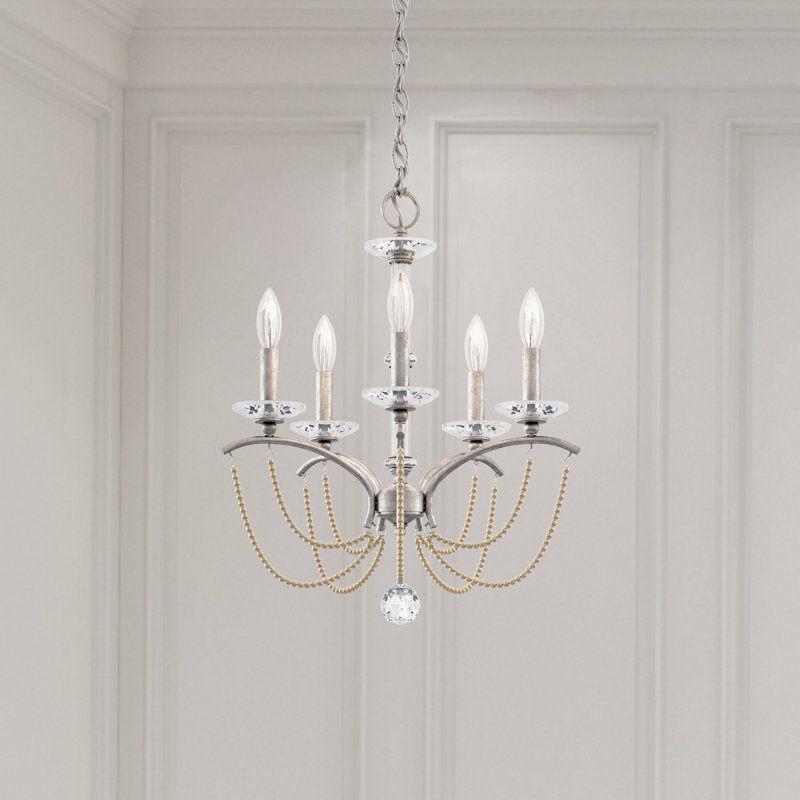 Priscilla 5 - Light Chandelier, Antique Silver/Bronze Pearl
