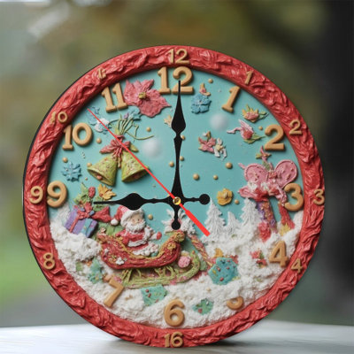 Christmas-Clock-Santa-Sleigh-Snow