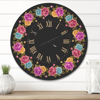 Shabby Elegance Vintage Rose - Farmhouse Wood Wall Clock