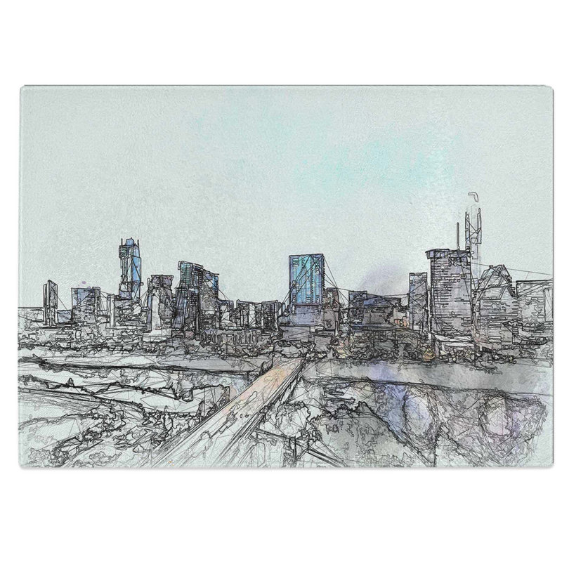 Tempered Glass Austin Texas Skyline Chopping Board, 28.5 cm W x 20 cm L
