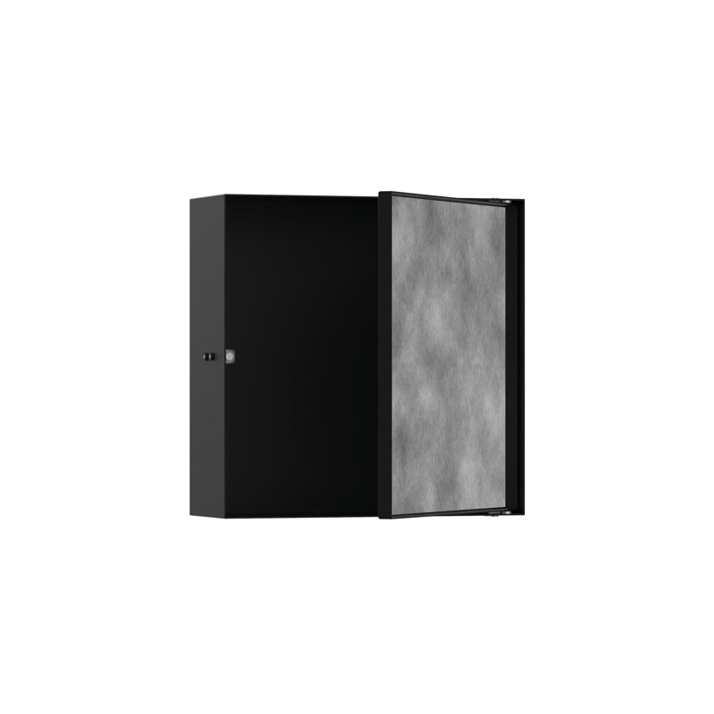 Xtrastoris 4" D Rock Wall Shower Niche with Tileable Door, Matte Black