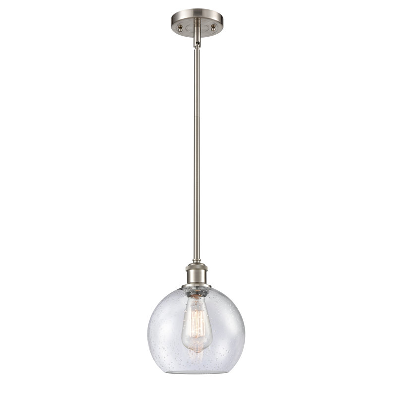 Luminaire suspendu sphère 1 lumière Baptista, Nickel satiné brossé, Grainé, Nickel satiné brossé