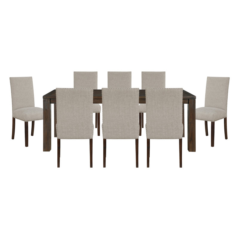 Ensemble de salle à manger 9 pièces Classic, 9 pièces : table, 8 chaises, Taupe