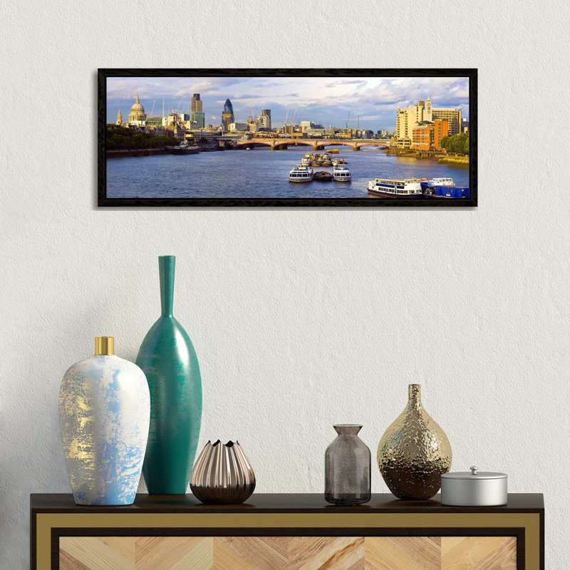 River Thames View Of The City Of London Skyline With Blackfriars Bridge, London, England, United Kingdom by Panoramic Images - Panoramic Gallery-Wrapped Canvas Giclée on Canvas