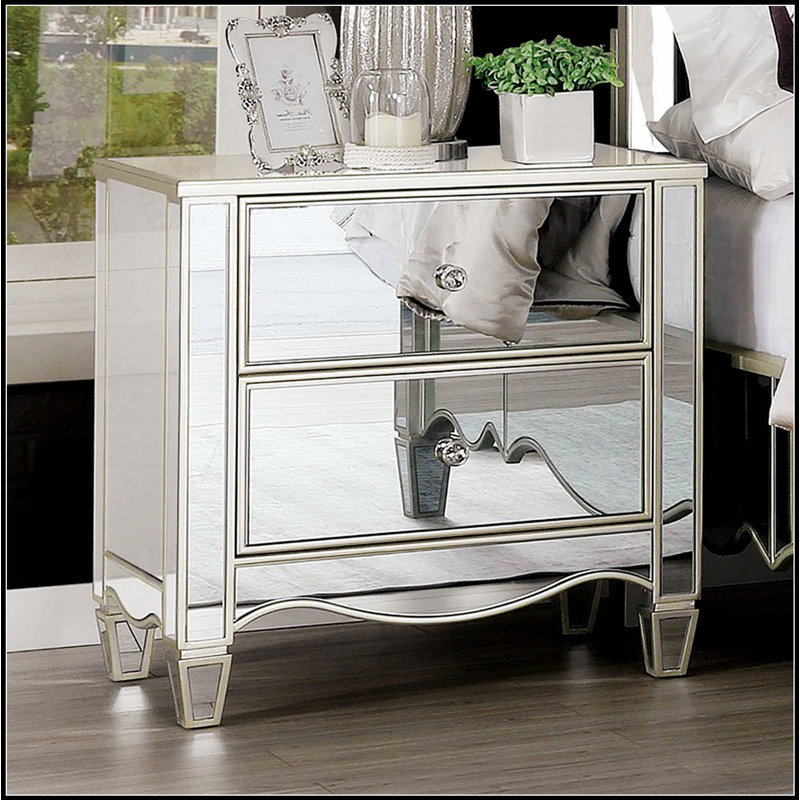 Table de chevet Glam Silver Finish