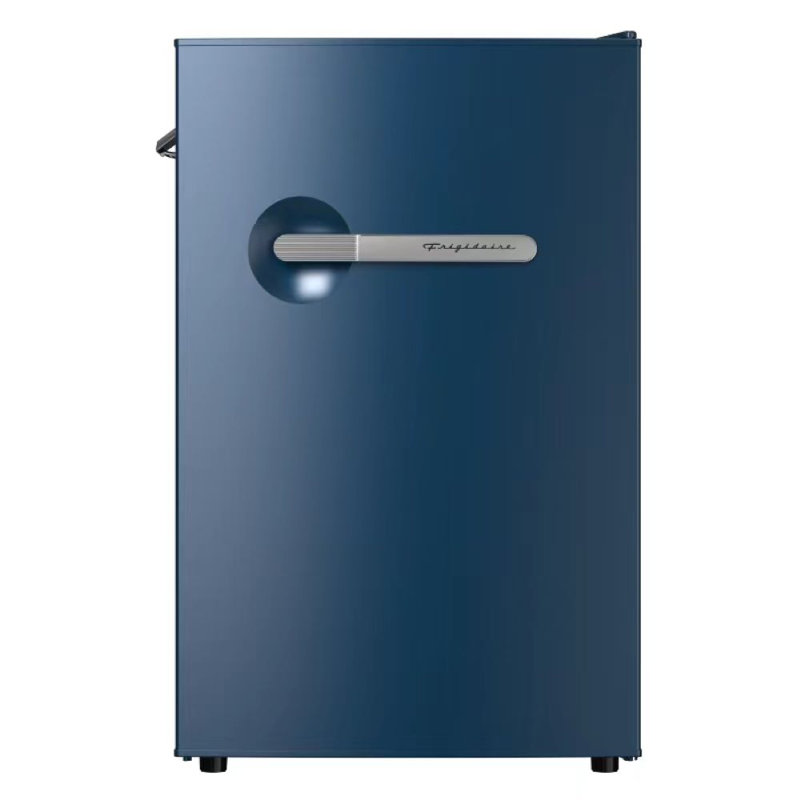 Frigidaire Pi. Réfrigérateur compact rétro avec compartiment réfrigérateur, mini réfrigérateur avec ouvre-bouteille latéral intégré, azur