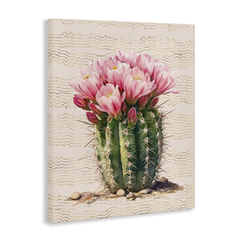 Art floral sur toile Blooming Cactus par lettré et doublé br-334_CN, H 20 po x l 16 po