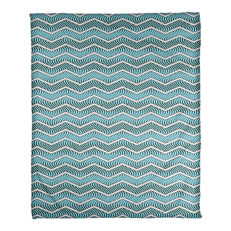 Couverture polaire à chevrons ondulés, l 30 po x L 40 po, Bleu sarcelle