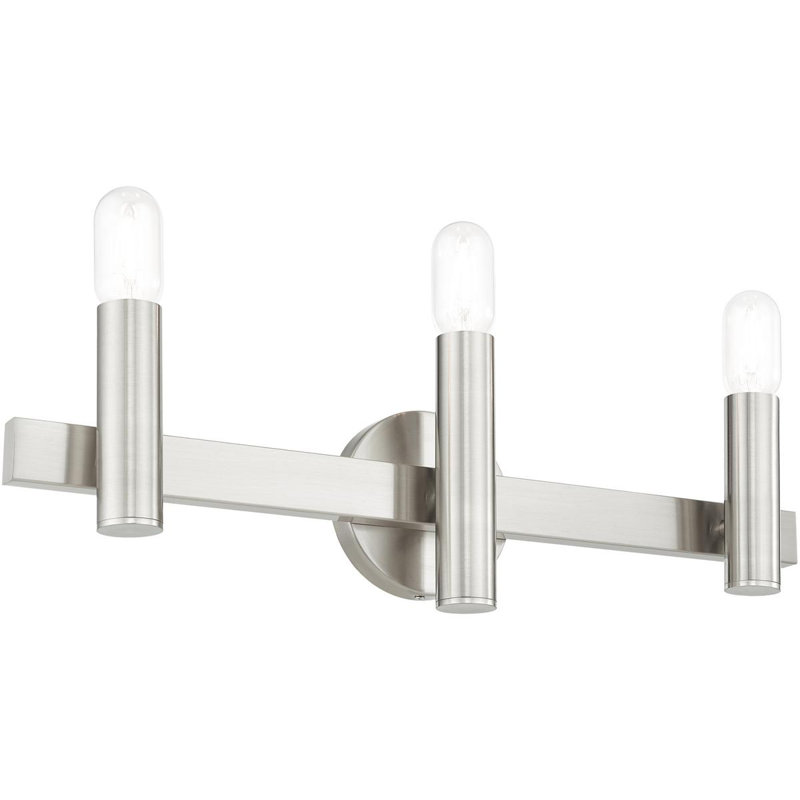23.5 3-Light Vanity Fixture | Steel Base Bathroom Light, Brushed Nickel with Bronze Accents