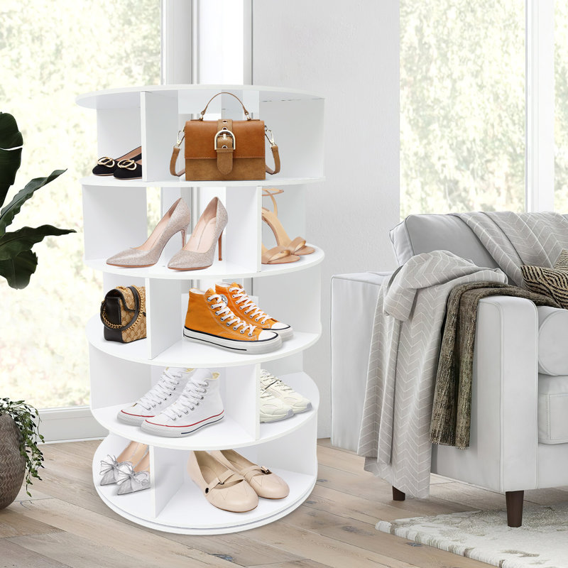 20 Pair Rotating Free Standing Shoe Rack, White