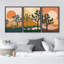 «Bright Orange Sun Desert Joshua Tree Southwestern», impression encadrée sur toile, 3 pièces-91874924-91874925