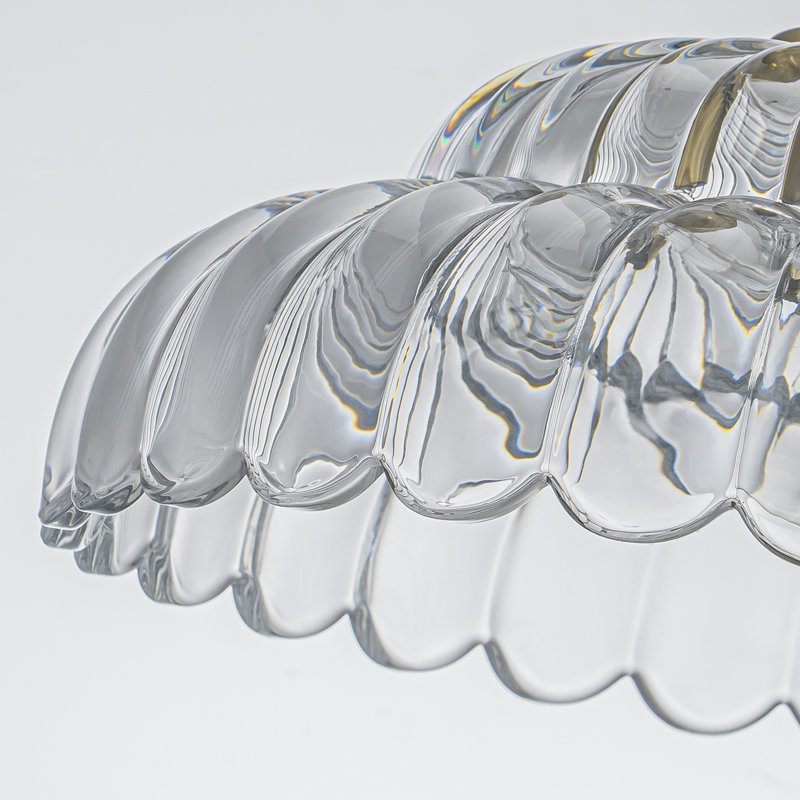 Plafonnier semi-encastré 1 lumière en verre nervuré 1 lumière, Clear