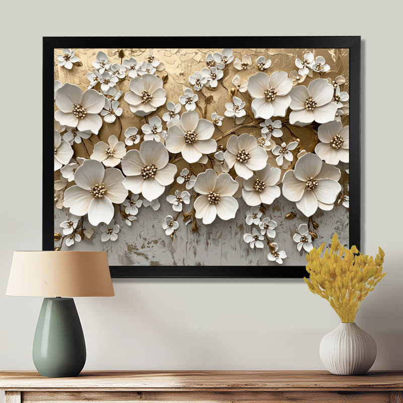 Monissa, fleur d'hortensia crème II - art mural hortensia, Reproduction encadrée d'une seule photo, Noir, noir, noir, noir